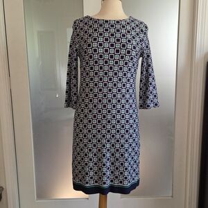 Talbots Navy and White Long Sleeve Dress